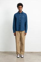 Load image into Gallery viewer, Edmmond Studios Duck Denim Shirt in stone wash, worn