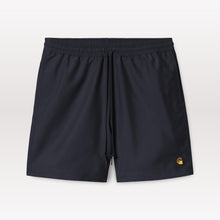 Laden Sie das Bild in den Galerie-Viewer, Carhartt WIP Chase Swim Trunks in Dark Navy / Gold - worn