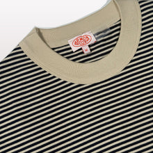 Load image into Gallery viewer, Striped Heritage T Shirt - Gravel / Marine Deep Navy