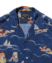 Load image into Gallery viewer, Open Collar Cupro Print Shirt - Blue
