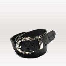 Load image into Gallery viewer, Faux Reptile Leather Belt - Black