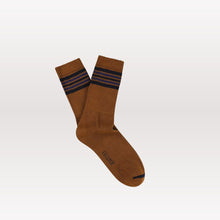 Load image into Gallery viewer, 5 Stripes Crew Socks - Brown / Blue / Navy