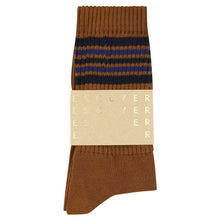 Load image into Gallery viewer, 5 Stripes Crew Socks - Brown / Blue / Navy