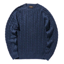 Load image into Gallery viewer, Cable Knit Linen Crew - Navy