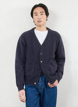 Load image into Gallery viewer, Cable Stripe Cardigan - Navy