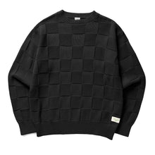 Load image into Gallery viewer, Check Knit Crewneck - Black