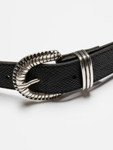 Load image into Gallery viewer, Faux Reptile Leather Belt - Black