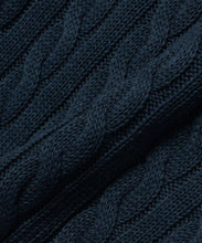 Load image into Gallery viewer, Cable Knit Linen Crew - Navy