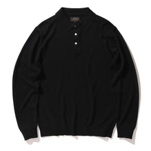 Load image into Gallery viewer, Long Sleeve 12G Knit Polo - Black