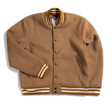 Load image into Gallery viewer, Puglia Varsity Bomber Jacket - Tan