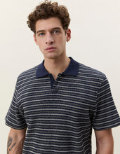 Load image into Gallery viewer, Knitted Stripe Polo- Dark Blue Night