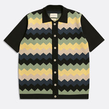 Load image into Gallery viewer, Zigger SS Cardigan - Zig Pattern Meteorite Black