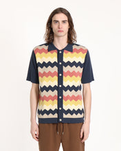 Load image into Gallery viewer, Zigger SS Cardigan - Zig Pattern Blue Night