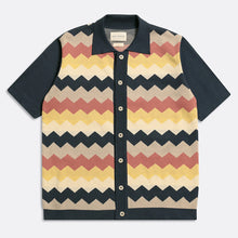 Load image into Gallery viewer, Zigger SS Cardigan - Zig Pattern Blue Night