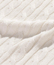 Load image into Gallery viewer, Cable Knit Linen Crew - White