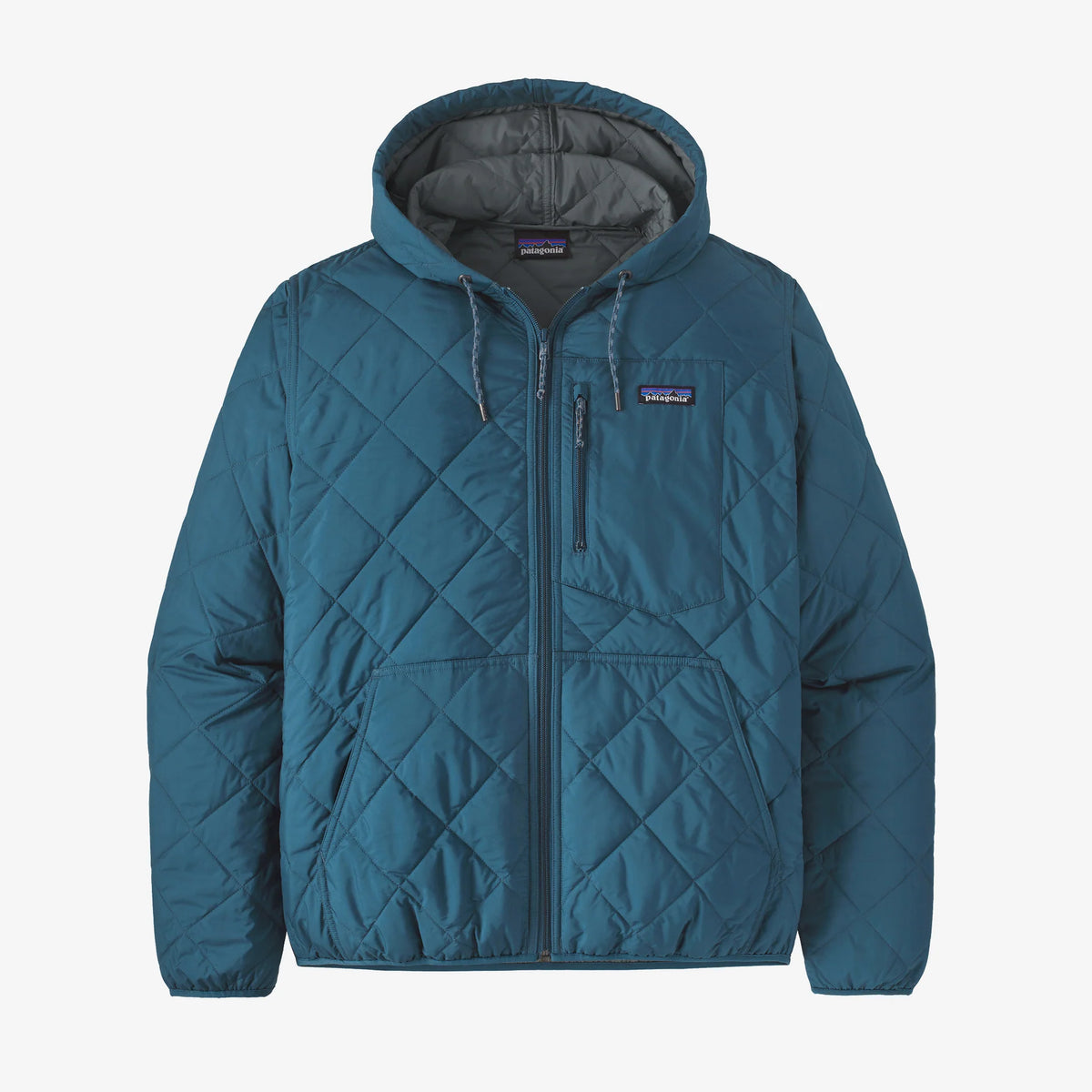 Diamond Quilted Bomber Hoody Wavy Blue