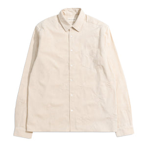 Embroidered Abstract Flower Shirt - Stone