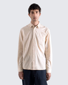 Embroidered Abstract Flower Shirt - Stone