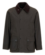 Cargar imagen en el visor de la galería, Barbour Classic Bedale Waxed Jacket - Olive flat lay
