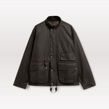 Laden Sie das Bild in den Galerie-Viewer, Barbour Modified Ursula Waxed Jacket Dark Brown flat
