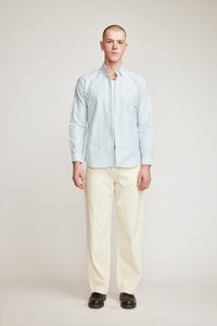 Script Button Down Shirt - Green Stripe