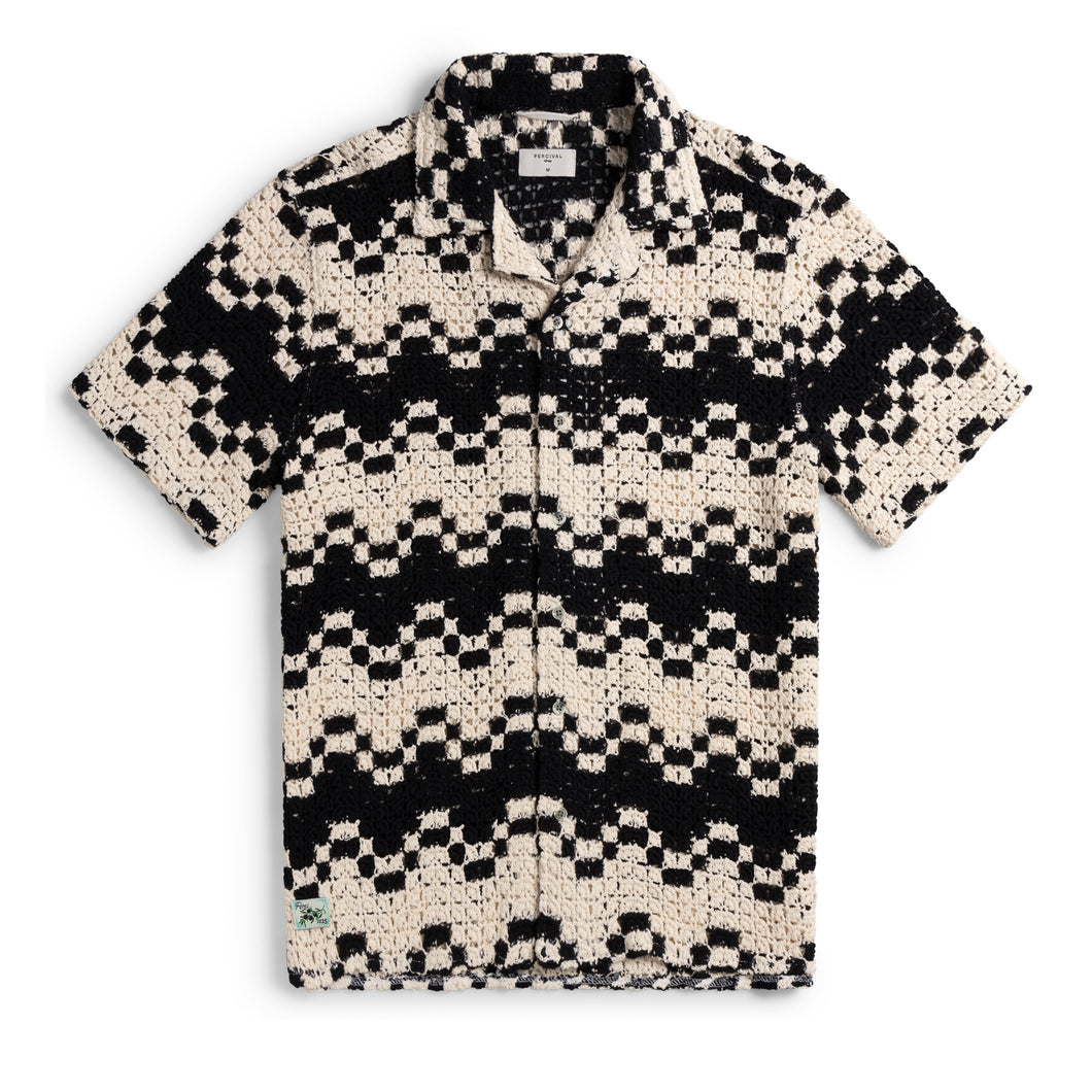 Naples Crochet Shirt - Black / Ecru