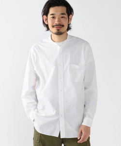 Band Collar Classic Fit Shirt - White
