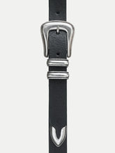 Load image into Gallery viewer, Western Silver Leather Belt - Black
