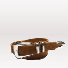 Load image into Gallery viewer, Western Suede Silver Leather Belt - Tobacco
