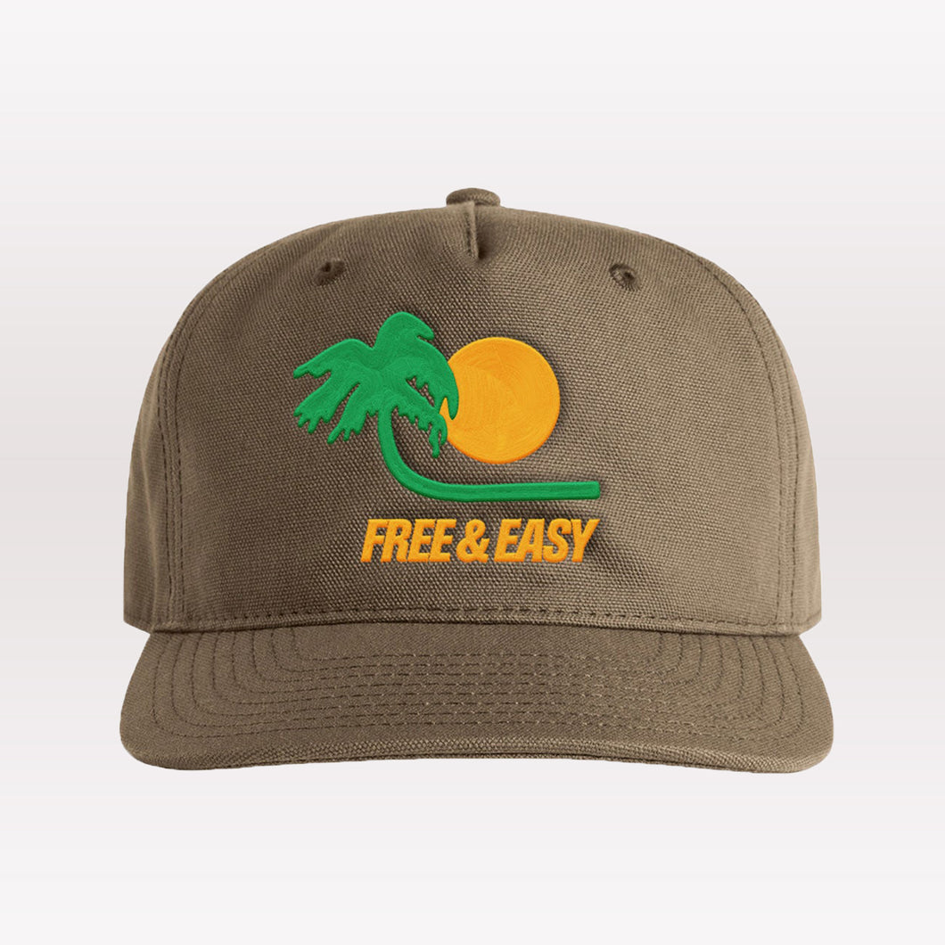 Bent Palm Snapback Hat - Brown