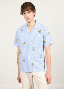 Bonsai Stripe Cuban Shirt - Blue