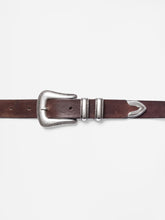 Load image into Gallery viewer, Western Silver Leather Belt - Dark Brown
