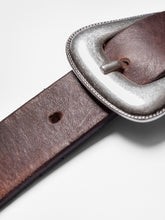 Load image into Gallery viewer, Western Silver Leather Belt - Dark Brown
