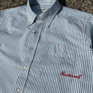 Script Button Down Shirt - Green Stripe