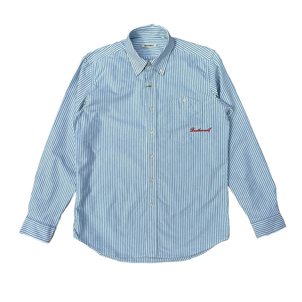 Script Button Down Shirt - Green Stripe