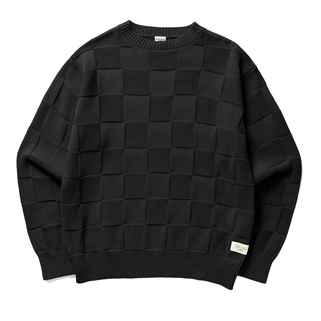 Check Knit Crewneck - Black