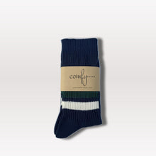 Load image into Gallery viewer, Sport Stripe Knitted Socks - Navy
