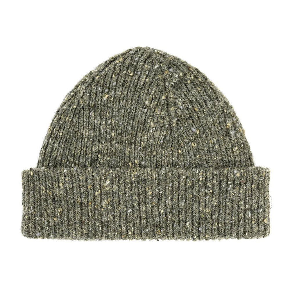 4003 Speckled Donegal Wool Beanie - Army Green