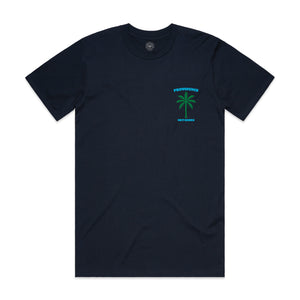 Dry Goods Palm T-Shirt - Navy / Light Blue / Green