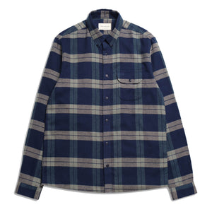 Larry Button Down Shirt- Navy Iris / Cornstalk