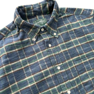 Button Down Shirt - Blue Slubbed Twill Check