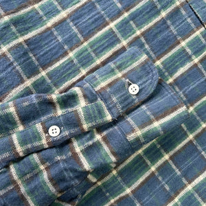 Button Down Shirt - Blue Slubbed Twill Check