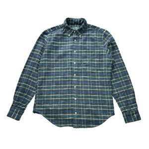 Button Down Shirt - Blue Slubbed Twill Check