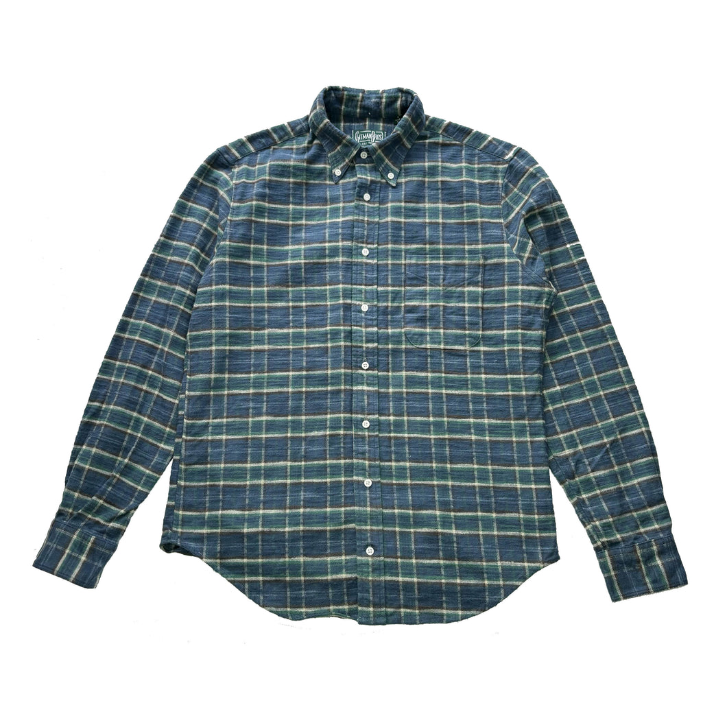 Button Down Shirt - Blue Slubbed Twill Check