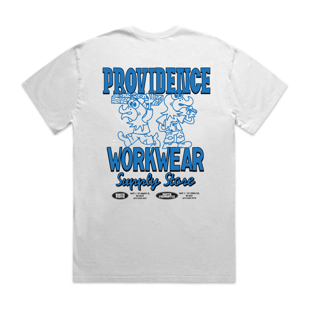 Holistic Workwear Tee - Washed White / Black Blue