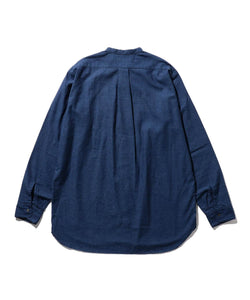 Band Collar Chambray Shirt - Indigo