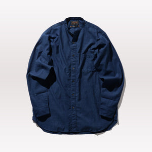 Band Collar Chambray Shirt - Indigo