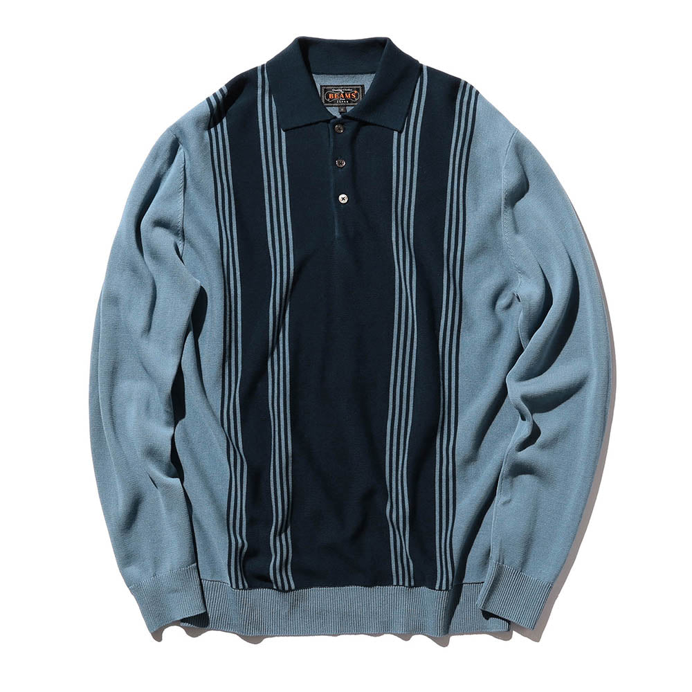 Knit Long Sleeve G12 Polo - Blue / Navy Stripe