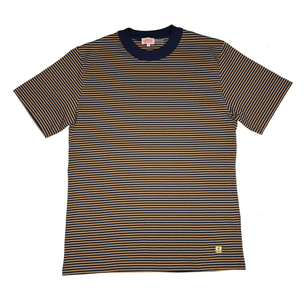 Striped Heritage T Shirt - Marine Deep / Camel