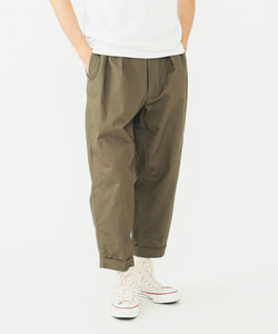 2 Pleats Twill Trousers - Olive
